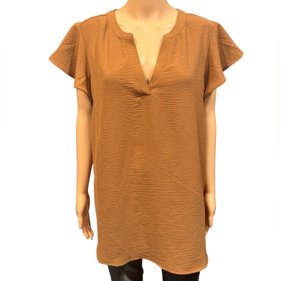 Adrianna Papell Tops - ADRIANNA PAPELL Terracotta Flutter Sleeve Blouse NWT 1X